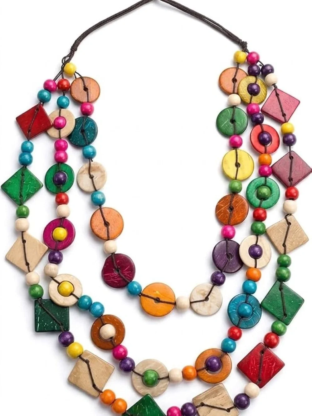 Anthropologie Bright Multicolor Geometric Beaded Necklace - Picture 3 of 8